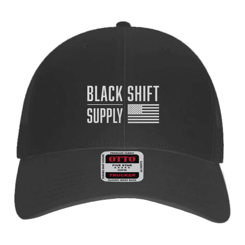 Black Shift Supply Trucker Hat